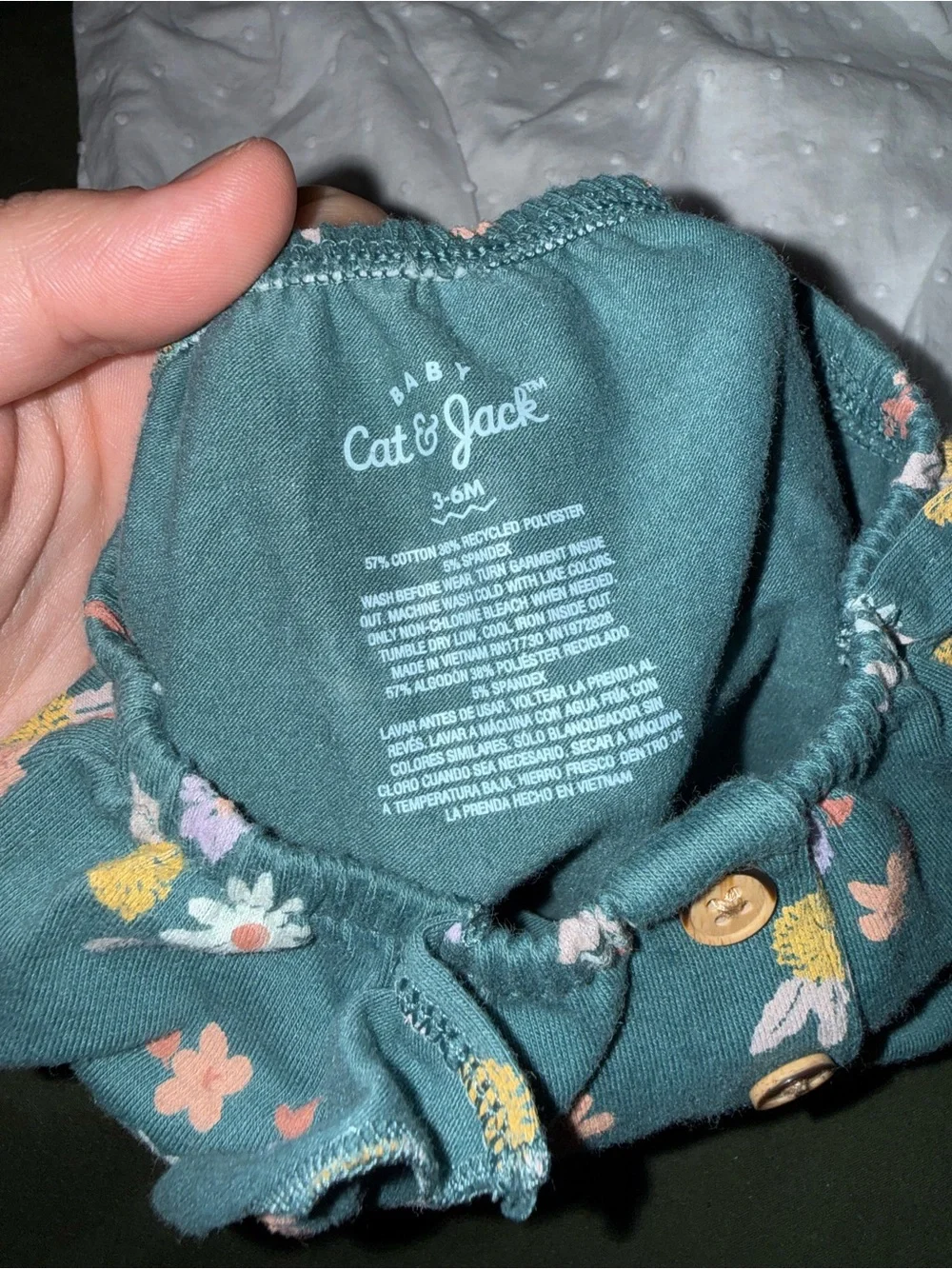 Cat & Jack White Eyelet Top with Teal Floral Diaper Cover